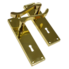 ASEC Vital Victorian Plate Mounted Scroll Lever Furniture 150mm Lock - Polished Brass