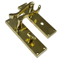 ASEC Vital Victorian Plate Mounted Scroll Lever Furniture 150mm Bathroom - Polished Brass