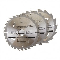 TCT Circular Saw Blades 16, 24, 30T 3pk (165 x 30 - 20, 16, 10mm Rings)