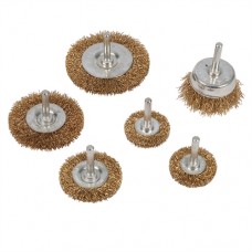Brassed Steel Wire Wheel & Cup Brush Set 6 pieces (6 pieces)